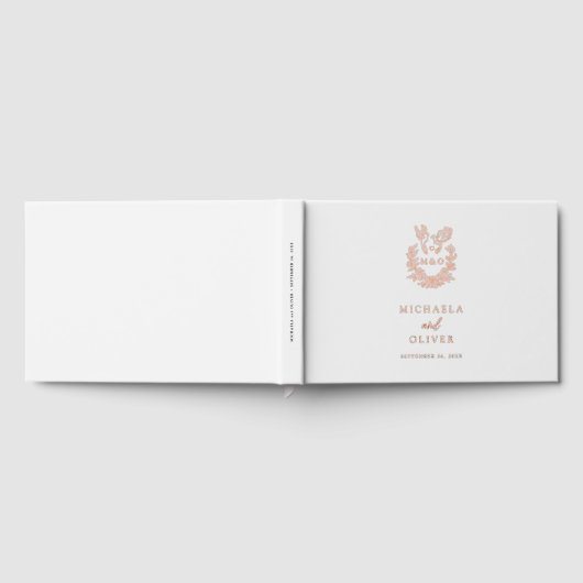 ミニマリストの植物学エレガントのドーム結婚スクリプト ゲストブック (全面)