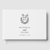 ミニマリストの植物学エレガントのドーム結婚スクリプト ゲストブック (正面)