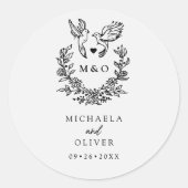 ミニマリストの植物学エレガントのドーム結婚スクリプト ラウンドシール (正面)