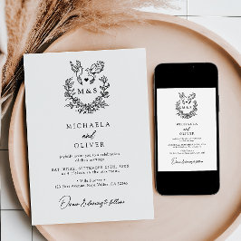 ミニマリストの植物学エレガントのドーム結婚スクリプト 招待状