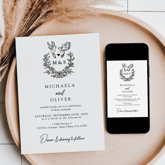 ミニマリストの植物学エレガントのドーム結婚スクリプト 招待状