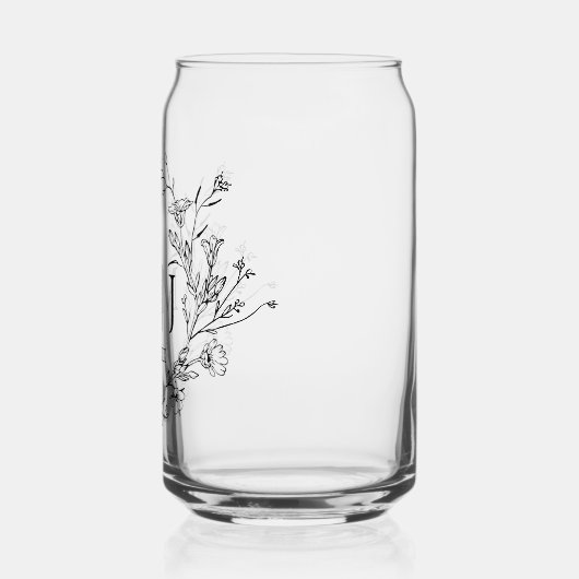 ミニマリストの植物性モノグラム結婚のシック ガラス缶 (左)