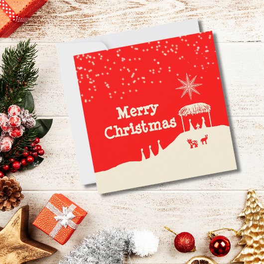 ミニマリストの楽しいクリスマスプレゼント - 降誕劇 ノートカード