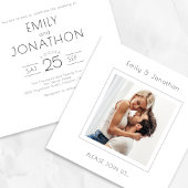 ミニマリストの正方形の写真詳細オン結婚バック 招待状