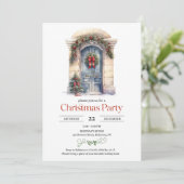 ミニマリストの水の色の素朴な木製クリスマスドア 招待状 (スタンド正面)