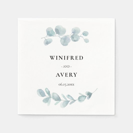 ミニマリストの水の色の緑結婚色 スタンダードカクテルナプキン (正面)