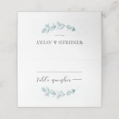 ミニマリストの水の色の緑結婚色 プレイスカード (外部開封)