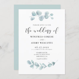 ミニマリストの水の色の緑結婚色 招待状