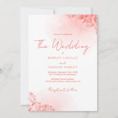 ミニマリストの水の色の葉テラコッタ結婚ズ 招待状 (正面)