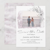 ミニマリストの水彩ブラッシュフォト セーブザデート (正面/裏面)