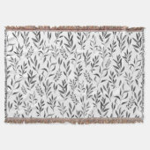 ミニマリストの水彩植物葉の模様 スローブランケット (正面)