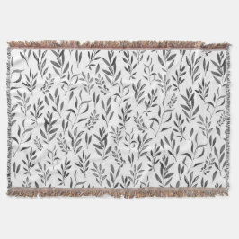 ミニマリストの水彩植物葉の模様  スローブランケット