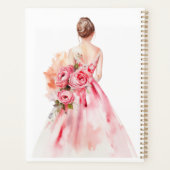 ミニマリストの水彩画ウェディングドレス ブライダルシャワー プランナー手帳 (裏面)