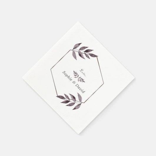 ミニマリストの水彩色のインク葉のダイヤモンド結婚ズ スタンダードカクテルナプキン (角)