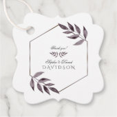 ミニマリストの水彩色のインク葉のダイヤモンド結婚ズ フェイバータグ (正面)