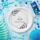 ミニマリストの水彩色のインク葉ダイヤモンド ペーパープレート (パーティー)