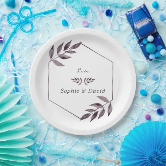 ミニマリストの水彩色のインク葉ダイヤモンド ペーパープレート (パーティー)