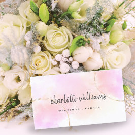 ミニマリストの水色ピンクと金ゴールド白エレガント 名刺