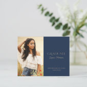 ミニマリストの海軍ブルー1写真卒業 ポストカード (スタンド正面)