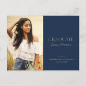 ミニマリストの海軍ブルー1写真卒業 ポストカード (正面)