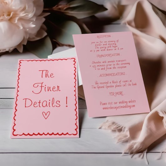ミニマリストの淡いピンクの結婚式詳細 エンクロージャーカード