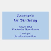 ミニマリストの淡青色の子供の誕生日ステッカー 長方形シール (正面)