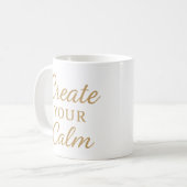 ミニマリストの温かみのある名言マグカップ – “Create Your Calm” コーヒーマグカップ (正面左)
