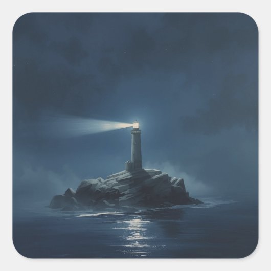 ミニマリストの灯台の絵画イメージ 🌌✨ スクエアシール (正面)