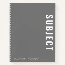 ミニマリストの灰色の学校のサブジェクトの学生名 ノートブック