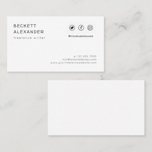 ミニマリストの片側のソーシャルメディア 名刺 (正面/裏面)