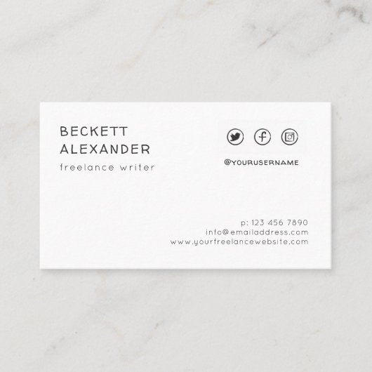 ミニマリストの片側のソーシャルメディア 名刺 (正面)