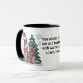 ミニマリストの猫と犬の休日が集まる マグカップ (正面左)