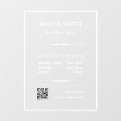 ミニマリストの白いオフィス営業時間QRコード ウィンドウサイン (シート)
