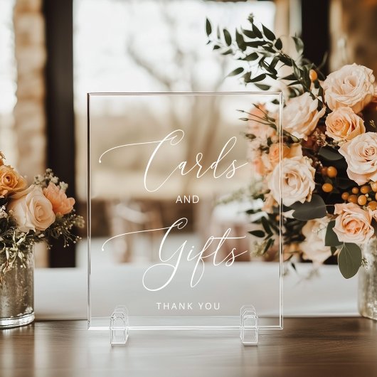 ミニマリストの白いカードとギフト アクリルサイン