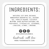 ミニマリストの白いソーシャルメディアの成分ラベル スクエアシール (正面)