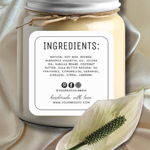 ミニマリストの白いソーシャルメディアの成分ラベル スクエアシール