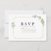 ミニマリストの白いフレーム金ゴールド 出欠カード (正面)