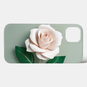 ミニマリストの白いローズが緑 Case-Mate iPhoneケース (裏面 (横))