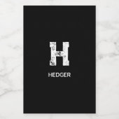 ミニマリストの白いワンレター モノグラム ネーム ブラック フードラベル (シングルラベル)