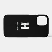 ミニマリストの白いワンレッターモノグラム名前 黒 Case-Mate iPhoneケース (裏面 (横))
