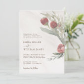 ミニマリストの白と赤の花のウェディング 招待状 (スタンド正面)