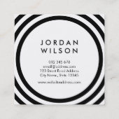 ミニマリストの白と黒の丸い線のジオメトリ スクエア名刺 (裏面)