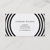 ミニマリストの白と黒の丸い線のジオメトリ 名刺 (裏面)