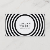 ミニマリストの白と黒の丸い線のジオメトリ 名刺 (正面)