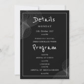 ミニマリストの白と黒の幾何学的な詳細プログラム 招待状 (正面)