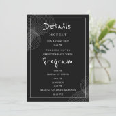 ミニマリストの白と黒の幾何学的な詳細プログラム 招待状 (スタンド正面)