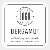 ミニマリストの白にロゴのキャンドルラベルを縁ど追加する スクエアシール (正面)