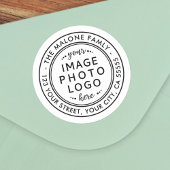 ミニマリストの白の追加ロゴまたは写真の差出人住所 ラウンドシール