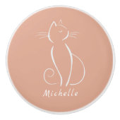 ミニマリストの白猫がピンクに追加名セラミックノブ セラミックノブ (正面)