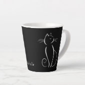 ミニマリストの白猫が黒追加名 カフェラテマグ (右アングル)